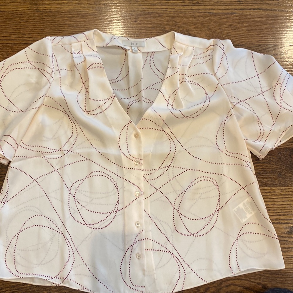 Joie Cropped Blouse With Maroon Pattern Detail - image 2